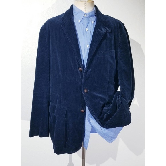 Vintage POLO Ralph Lauren Blue Corduroy Shooting Hunting Coat Jacket XXL 48L rrl - Picture 3 of 10